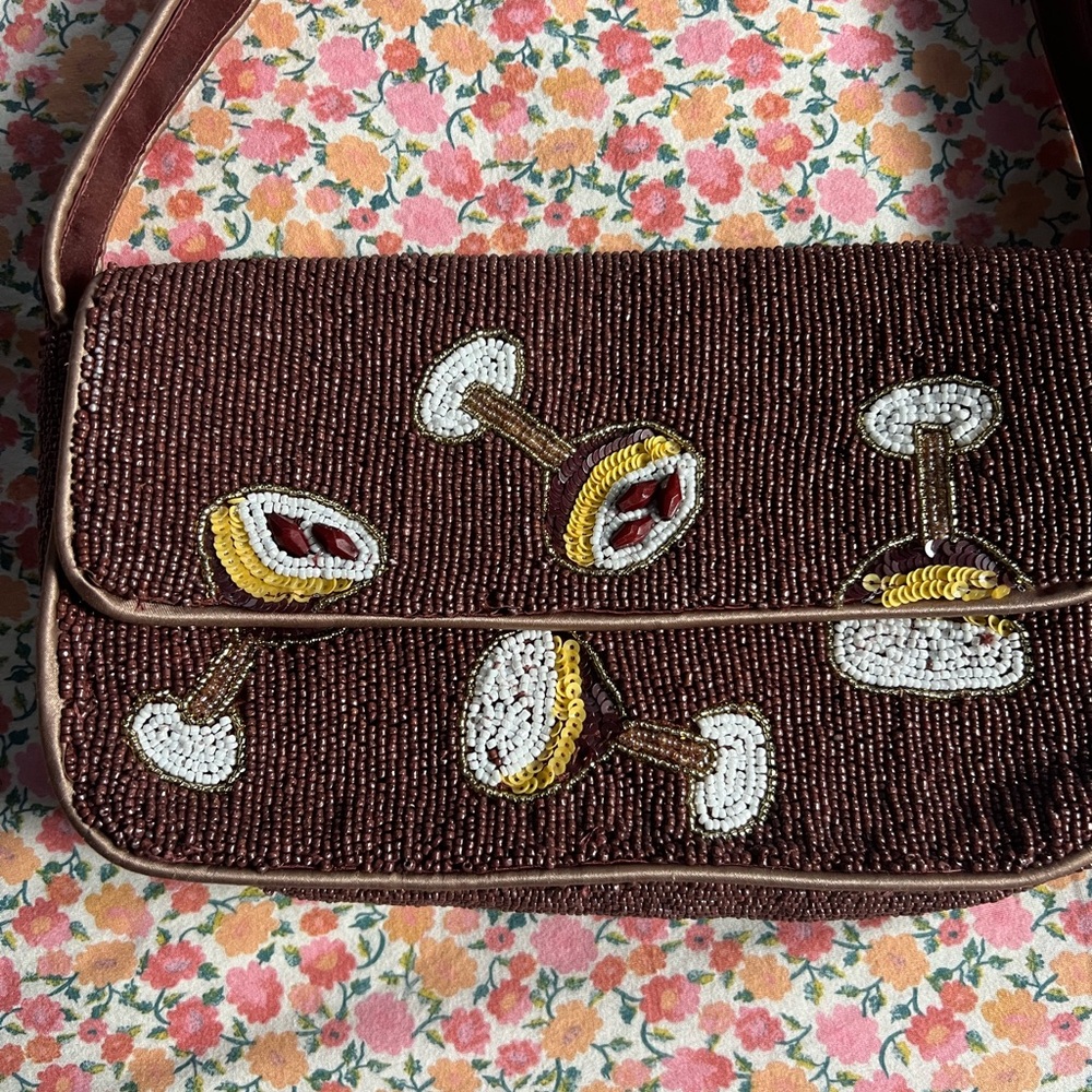 Brown Beaded Espresso Martini Shoulder Bag - Picture 3 of 4